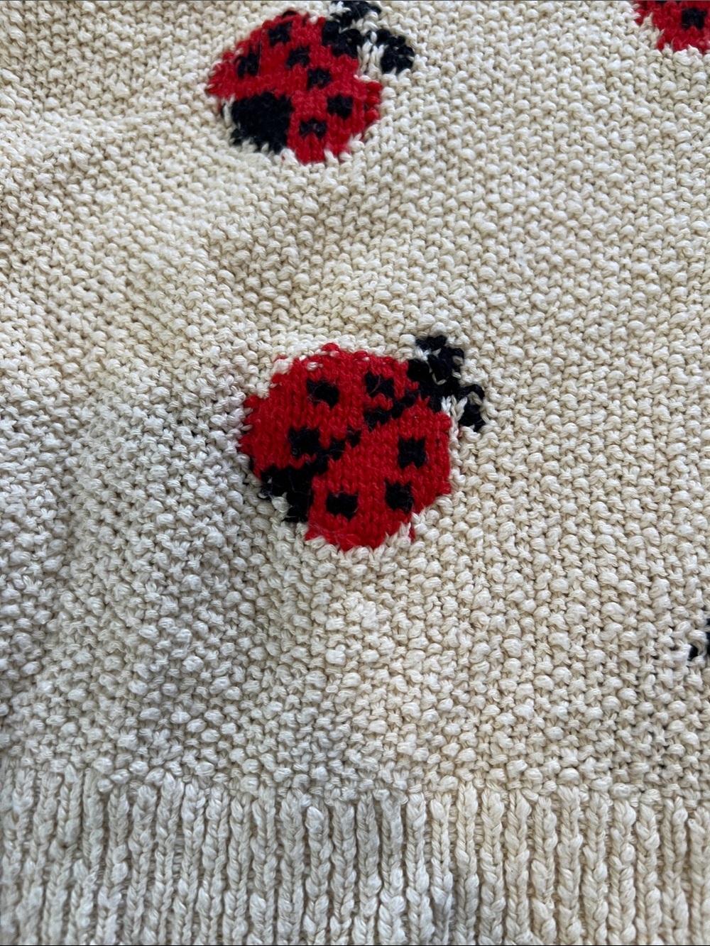 Anthropologie Maeve Cream Ladybug Short-Sleeve Turtleneck Sweater - Picture 5 of 7